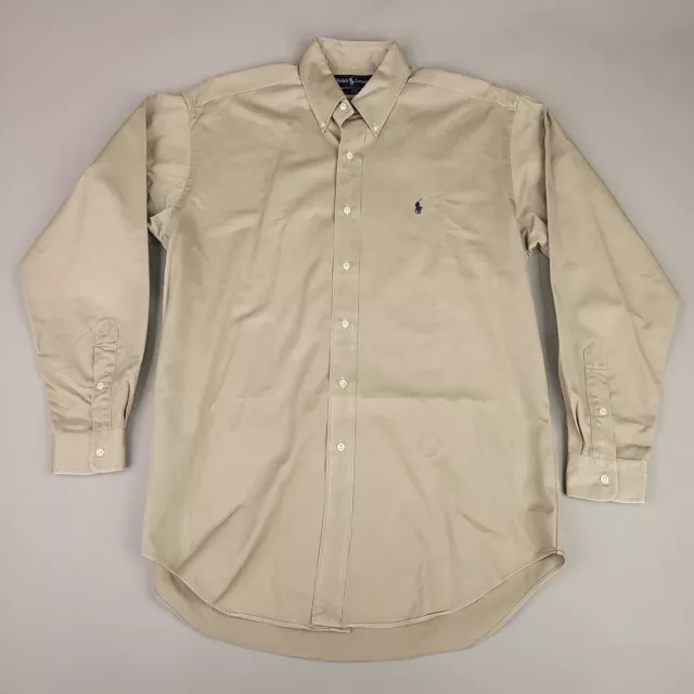 Ralph Lauren Shirt Mens Medium Brown Twill Blake Cotton Long Sleeve Button Up