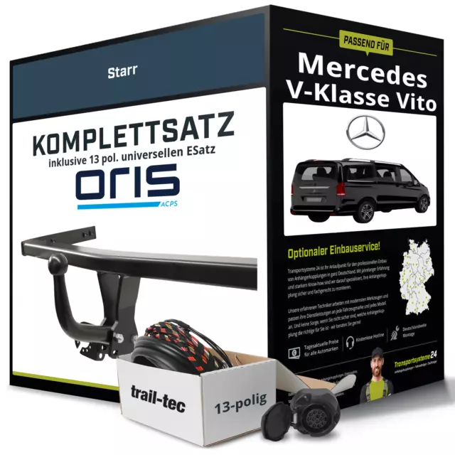 Für MERCEDES V-Klasse Vito W447 Anhängerkupplung starr +eSatz 13pol uni 14- NEU