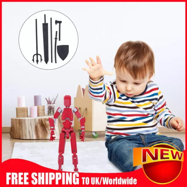 Giocattolo meccanico corpo intero robot mobile multiarticolato stampato in 3D 20 cm (rosso)