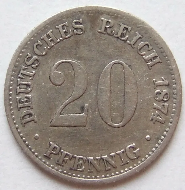 Moneta Reich Tedesco Impero Tedesco Argento 20 Pfennig 1874.C IN