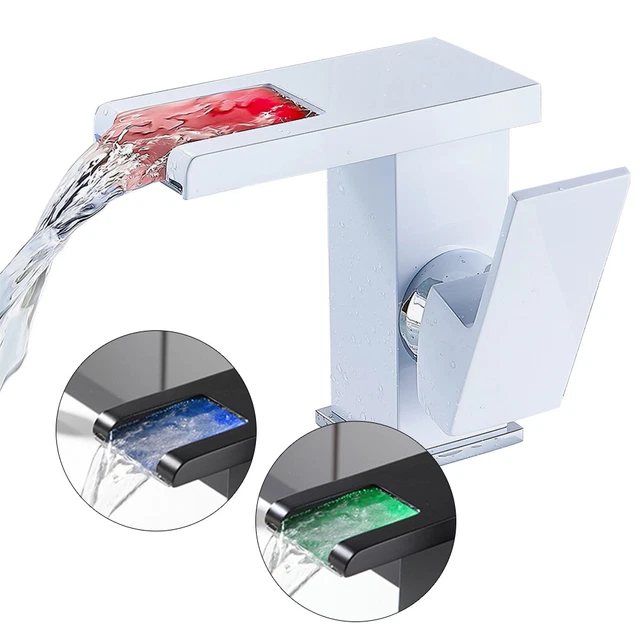 RGB LED cambio de color grifo grifo grifo de lavabo cascada lavabo grifería