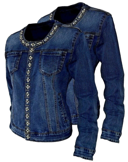 Giacca jeans donna taglie grandi giubbotto over nuovo giacchetto giubbino strass