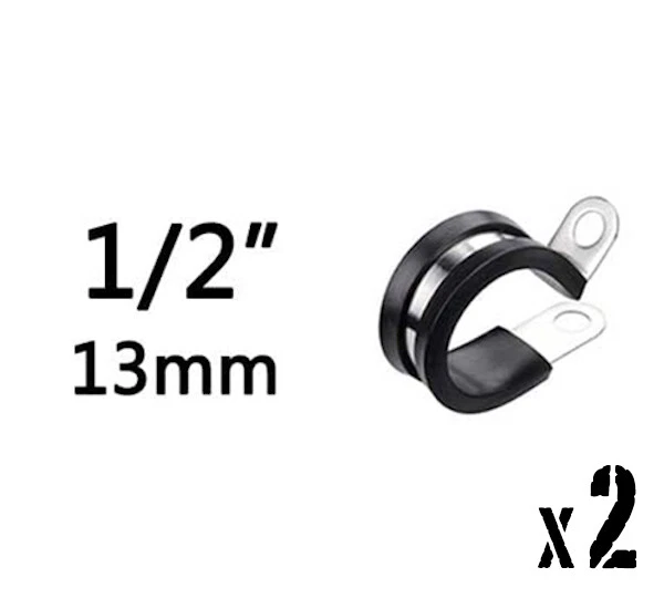 2x Collier de serrage inox caoutchouc - Clip fixation durite tuyau câblage 13mm