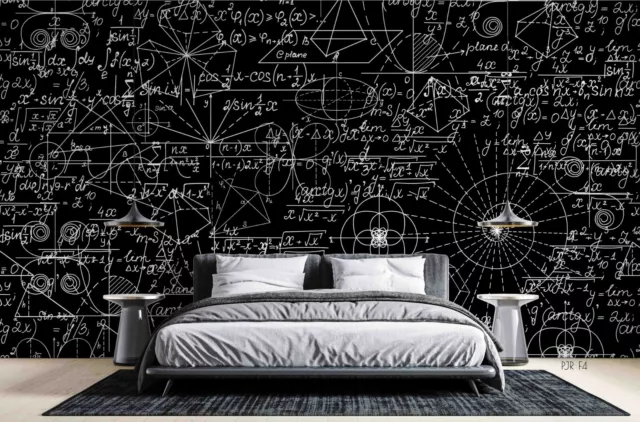 3D Mathematics Blackboard Self-adhesive Removeable Wallpaper Wall Mural Sticker