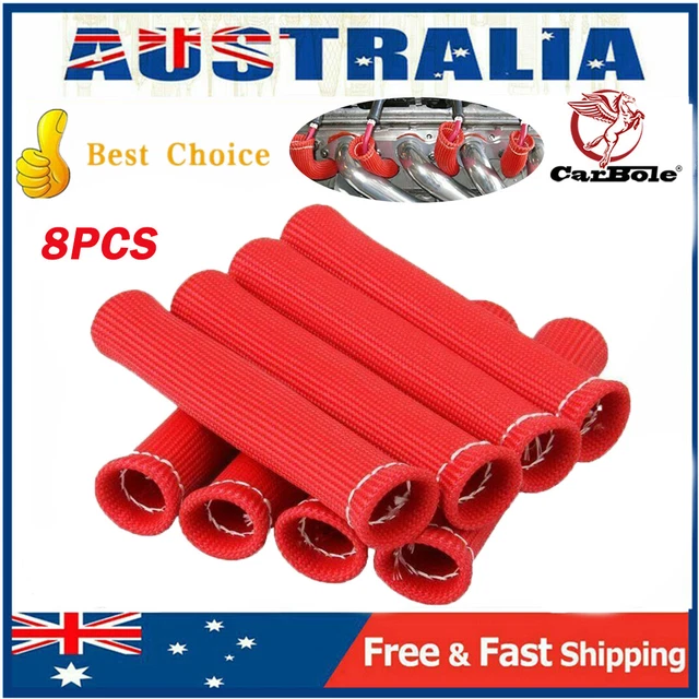 8pcs 2500° 6 Spark Plug Wire Boots Protector Sleeve Heat Shield Cover