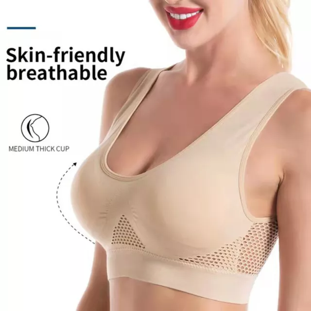 Mesh Hollow Breathable Hole Sports Bra Without Steel Ring Wrap Sports Bra $d