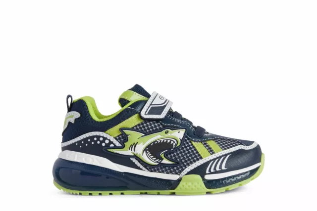 Geox Bayonc Shark Boys Navy-Lime Lights Trainer