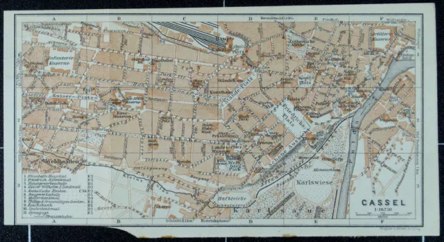 CASSEL, alter farbiger Stadtplan, datiert 1913