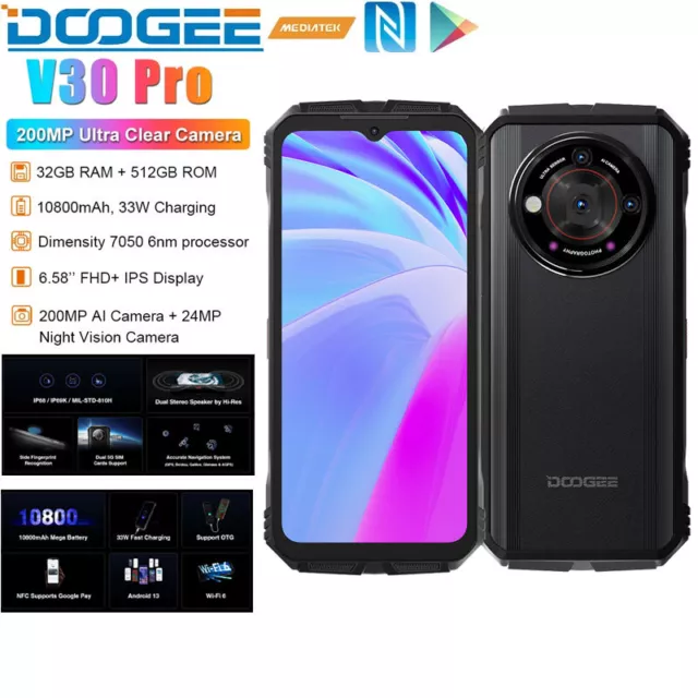 DOOGEE V30 Pro Rugged 5G Smartphones Octa Core 32GB+512GB 200MP Camera  Android 13 Phones 6.58Inch FHD 10800mAh 33W Fast Charging - AliExpress