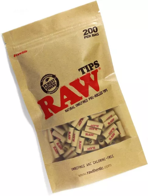 RAW Natural Unrefined Pre-Rolled Tips (200 Tips)