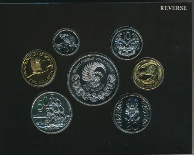New Zealand: 1992 UNCIRCULATED Set ,5c to $5 25th Anniv of Decimal Currency
