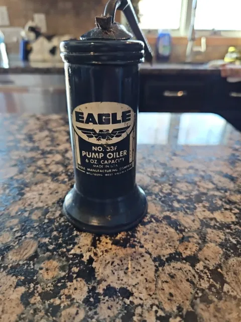 Vintage Eagle No 33F Pump Oiler Can Finger Fixed Spout With Tip 6oz USA