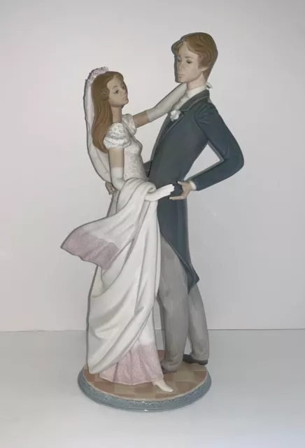 LLADRO Vintage I Love You Truly Dancing Bride & Groom Large Figurine #1528 1987