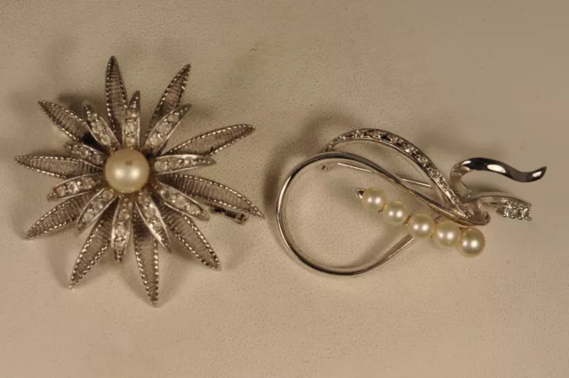 2 Broches Ancien Annees 50 Argent Massif Solid Silver Brooch