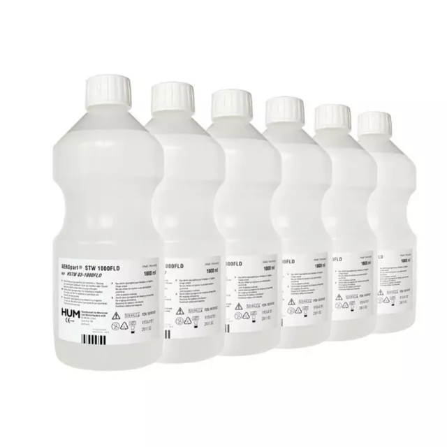 HUM 6x 1000ml Eau Stérile pour Sauerstoffgeräte Cpap Respiration Et Inhalation