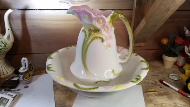 Early 1900's Myott Son, And Co. ENGLAND Porcelain Washbowl And Pitcher
