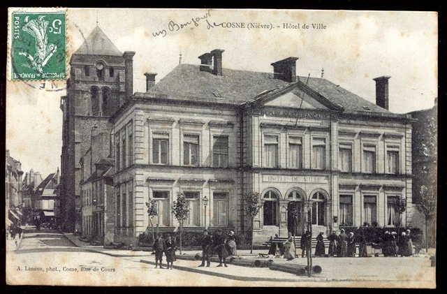 CPA Cosne. City Hall. rare. works.  beautiful plan. 1908