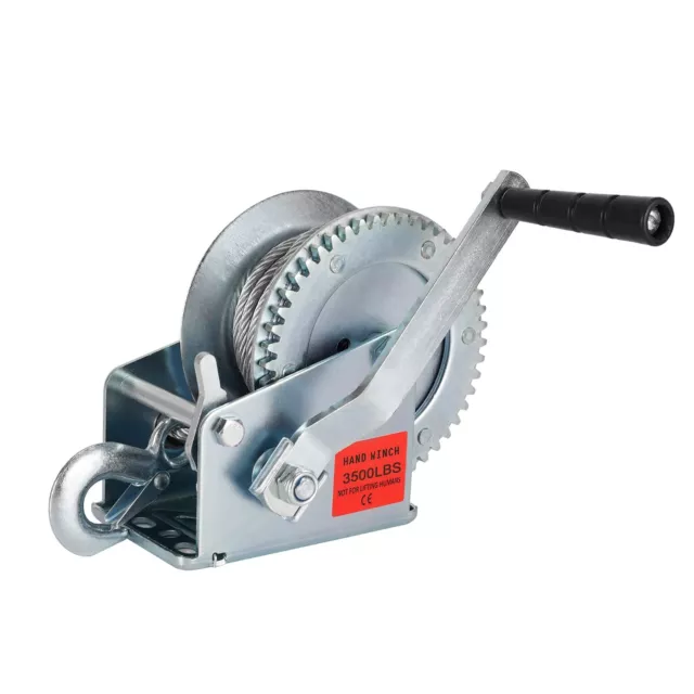 Heavy Duty Hand Winch 3500 lbs with 32 ft Steel Wire Rope, Hand Crank Strap G...