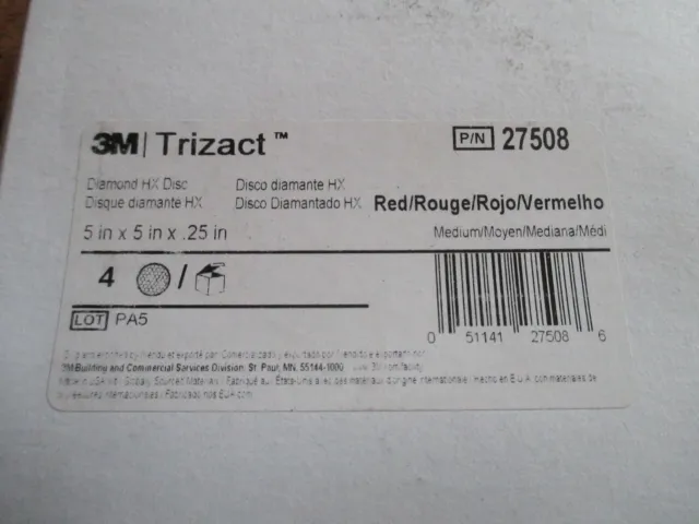 3M  27508 Trizact Box Of 4 Diamond Hx Discs 5" Red Medium Floor Polishing