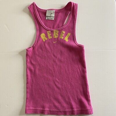 Nike Girl's REBEL Pink Cotton Tank Top - Sz M - Athletic; T-Back; Sleeveless