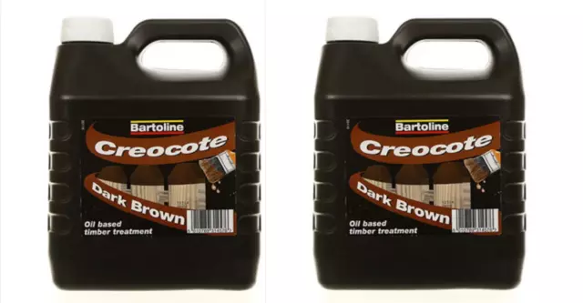 2 x Bartoline Creocote Dark Brown Oil Based Timber Shed Fence Treatment - 4 Ltr