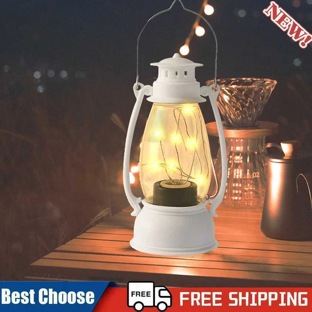 Lámpara de Atmósfera LED Adorno Vintage Vela Linterna Halloween Decoración (Blanco)