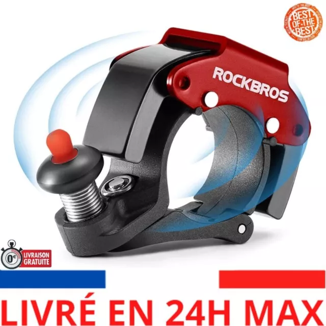 ROCKBROS Mini Sonnette à Vélo Sonore 90-100dB 22,2mm/0,87’’ Étanche Pliable VTT.