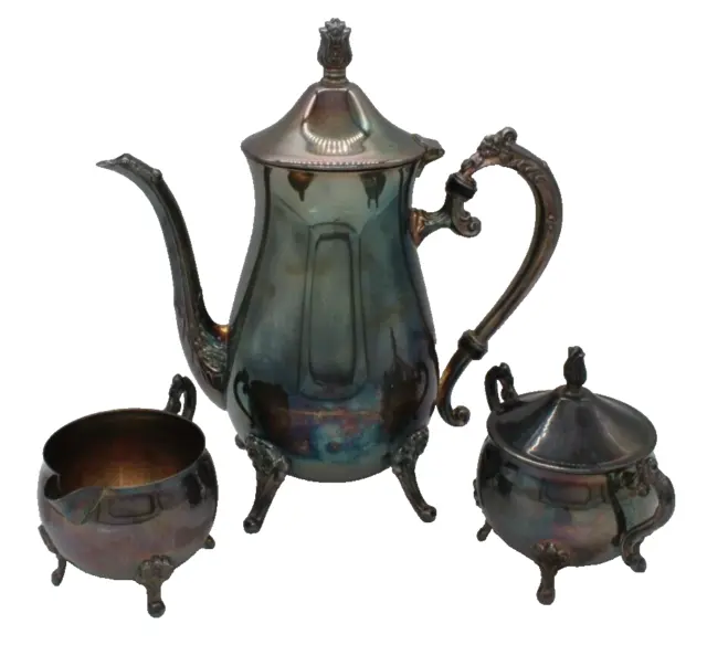 Silver plated W&S Blackinton Co. Footed Coffee Tea Pot Sugar Bowl Creamer Set.
