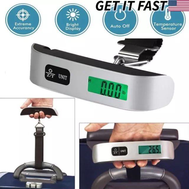 50kg/10g Portable Travel LCD Digital Hanging Luggage Scale Electronic Weight US