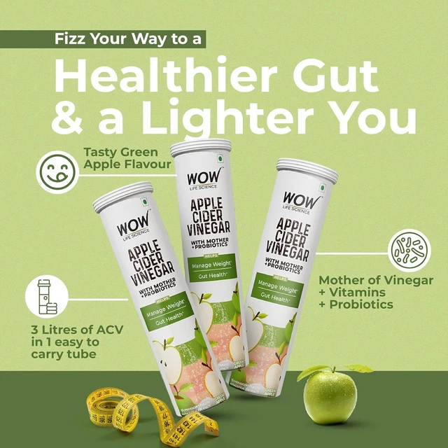 WOW LIFE SCIENCE Apple Cider Vinegar Effervescent Tablet 15 count (Pack