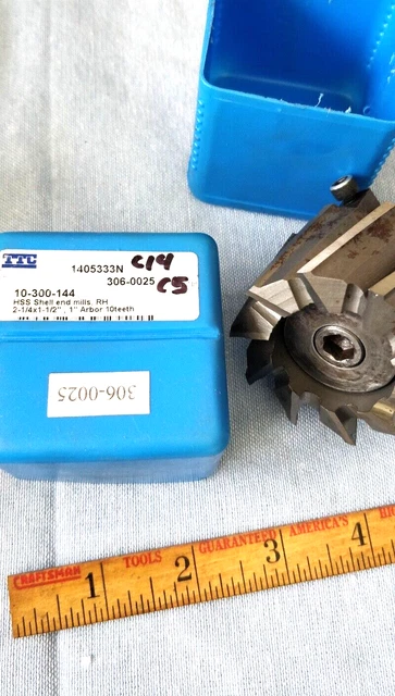 TTC 10-300-144 2-1/4" Size 1-1/2" LOC HSS  Finishing Shell Mill + Holder / Arbor