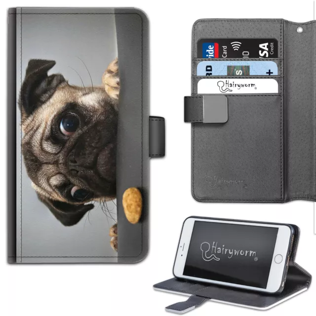 Hairyworm Pug Dog Biscuit Deluxe PU Leather Wallet Phone Case;Flip Case;Cover