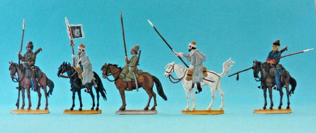 5 Figurines étain Cosaques Retraite De Russie - Plat D'étain Zinnfiguren 30mm - Premier Empire