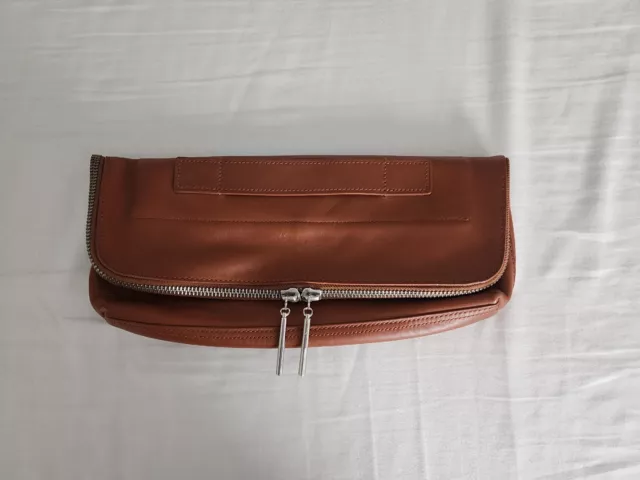 EUC Tan Leather 3.1 PHILLIP LIM "31 MINUTE" Large Foldover Clutch Purse