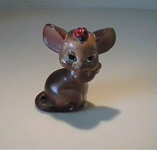 Vintage 1960'S Ceramic Lefton Japan Mouse With Ladybug