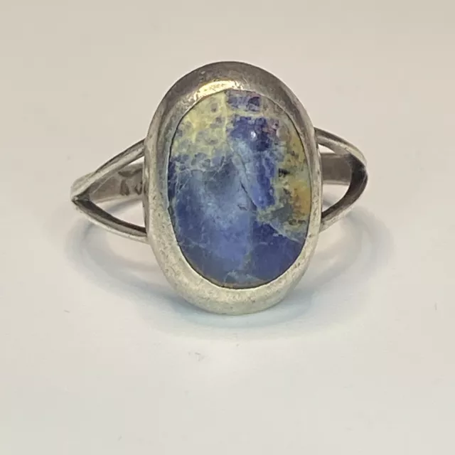 Vintage Sterling Silver 925 Taxco Eagle 3 Sodalite Cabochon Ring