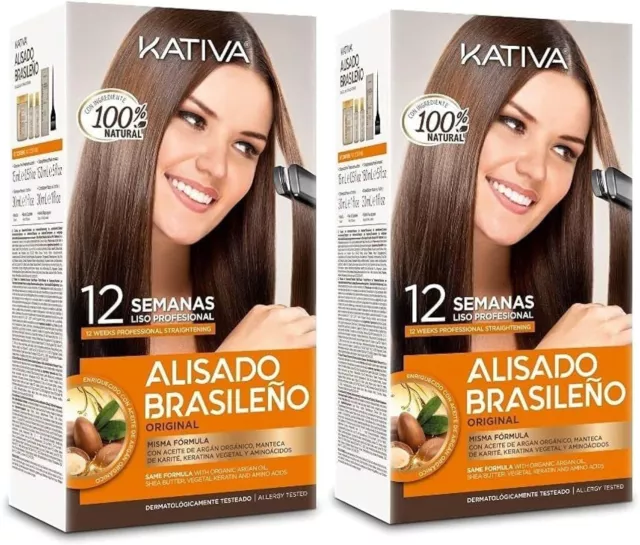 Kativa Keratin And Argan Oil Brazilian Straightening Kit Pack 2x150 ml