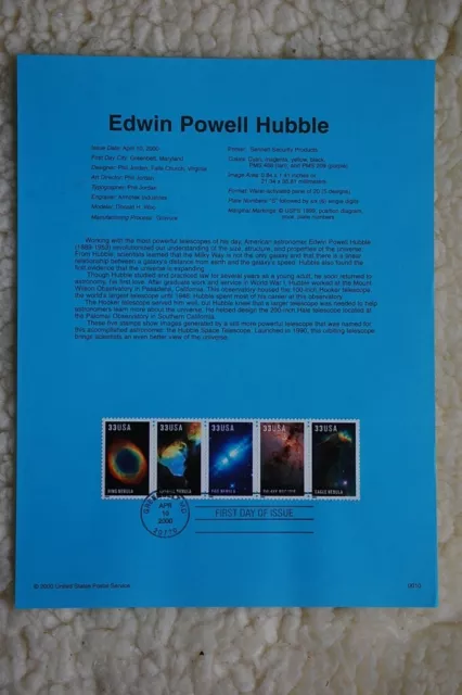 Edwin Hubble Space Telescope Images 60c Stamps FD Souvenir Page Sc#3388a SP1342