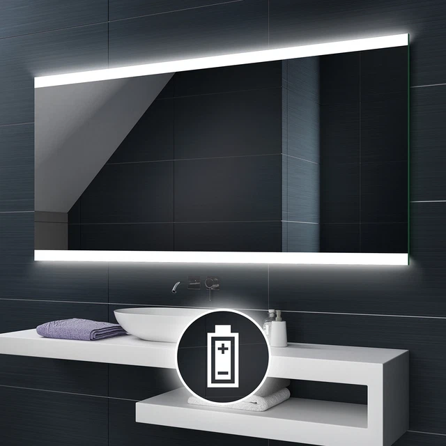BATTERY POWERED LED Illuminated Bathroom Mirror Battery Operated Custom
