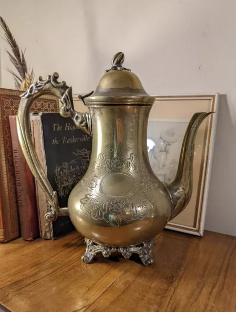 Antique Victorian Silver Plate EPNS Ornate English Coffee Pot Sugar Bowl & Jug 2