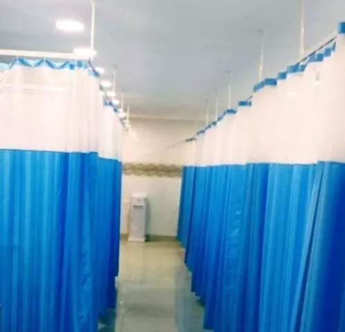 Hospital Partition Polyester Curtains used in ICU & Wards, (Blue),  (4 X 7)