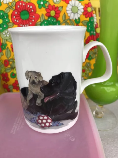 Vintage 1990 Roy Kirkham Dog Lovers Labradors Fine Bone China England Mug