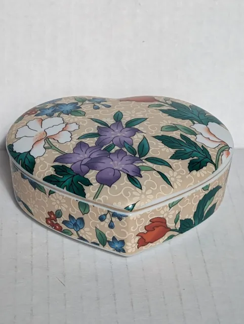 Otagiri Heart Shaped Trinket Box With A Floral Decoration