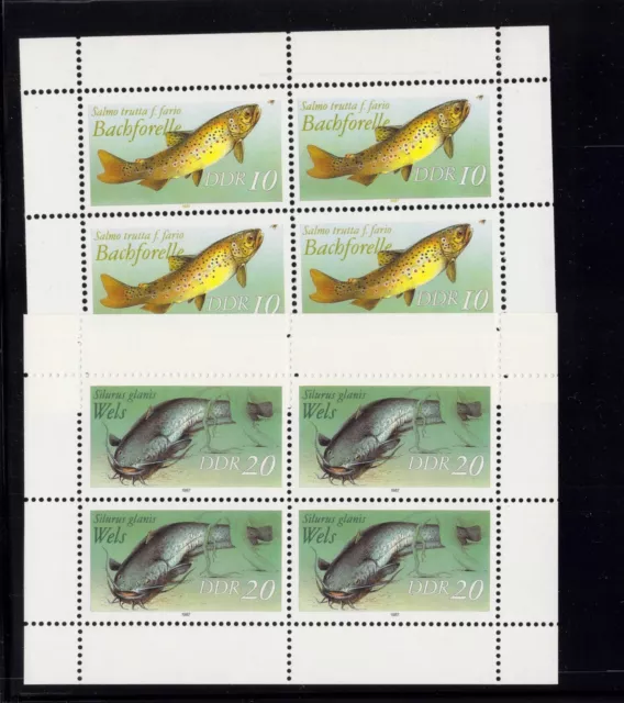 DDR 1987; KLEINBÖGEN, Süsswasserfische;Mi.Nr. 3096 I /3097 I; postfrisch