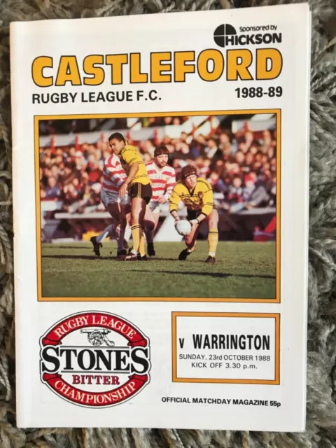 Castleford v Warrington rugby league Programme 1988/89 season