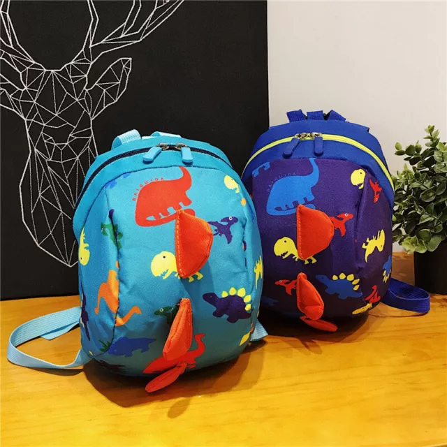 Cute Cartoon Dinosaur Harness Dark Blue Backpack Baby Safety Bag Anti-lost Bag