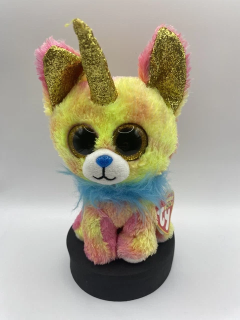 TY BEANIE BOO Yips Rainbow Chihuahua Dog Unicorn Glitter Eyes Soft Toy 16cm 19.00 PicClick AU