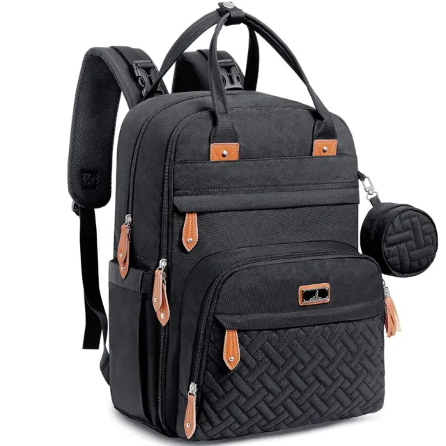 BabbleRoo Diaper Bag Backpack Nappy Changing Bags Multifunction Waterproof Black