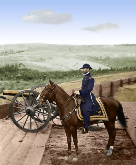 General Sherman Atlanta Horse Cannon GA Fort Color Tinted Photo Civil War 03628