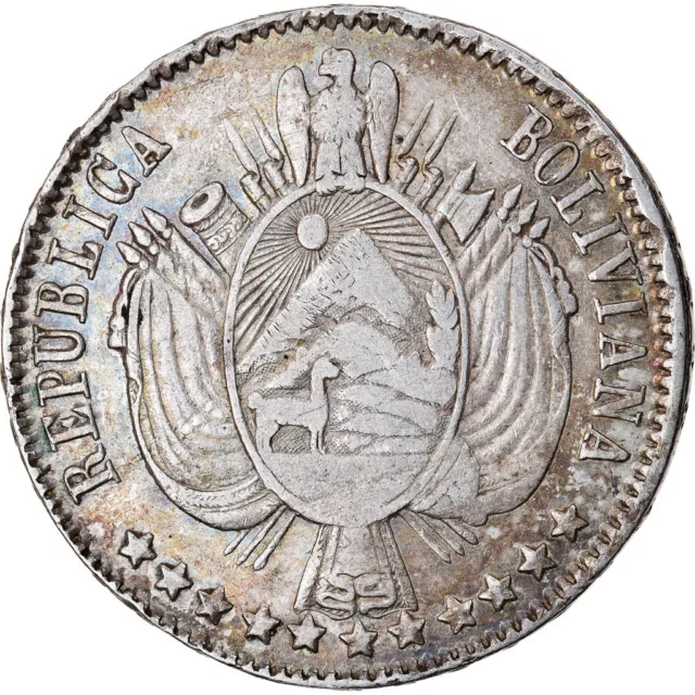 [#902956] Coin, Bolivia, Boliviano, 1868, VF, Silver, KM:152.2